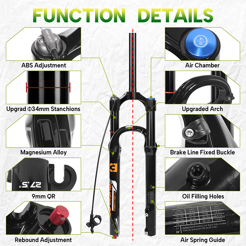 BUCKLOS 26/27.5/29Inch MTB Air - Mtb Fork Air のレビューと価格