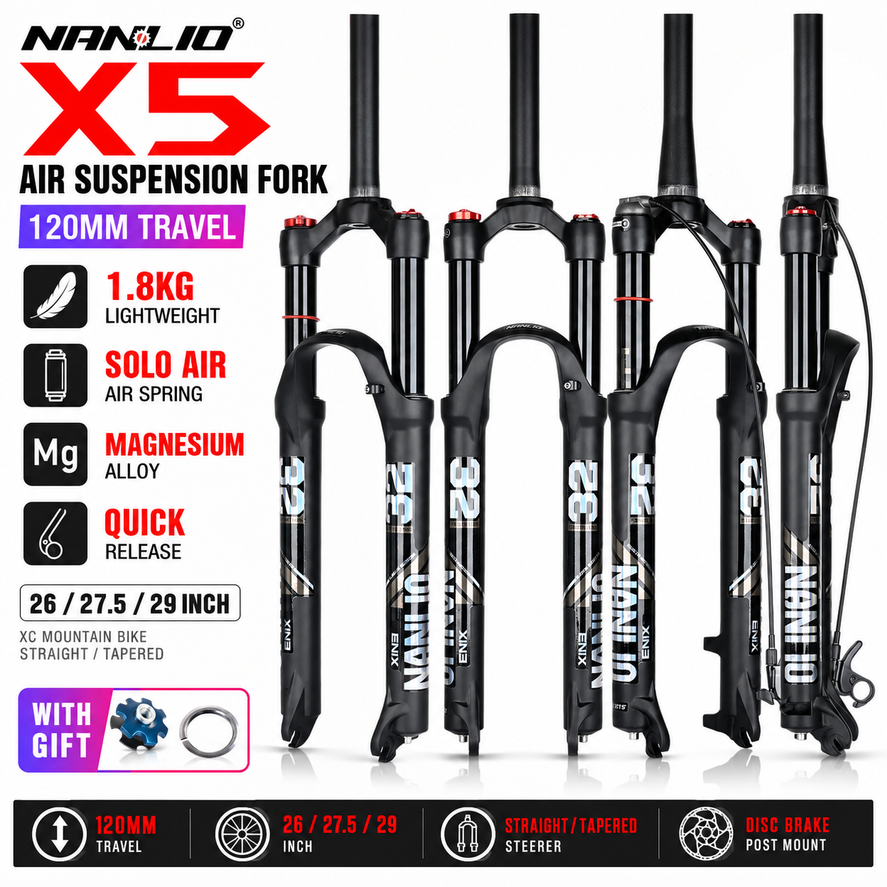 Nanlio X5 Air Suspension Fork  - Mtb Fork Air のレビューと価格