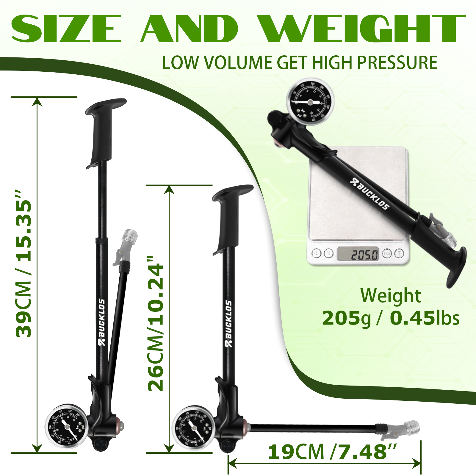 BUCKLOS Bicycle Air Pump 400PS - Mtb Fork Air のレビューと価格