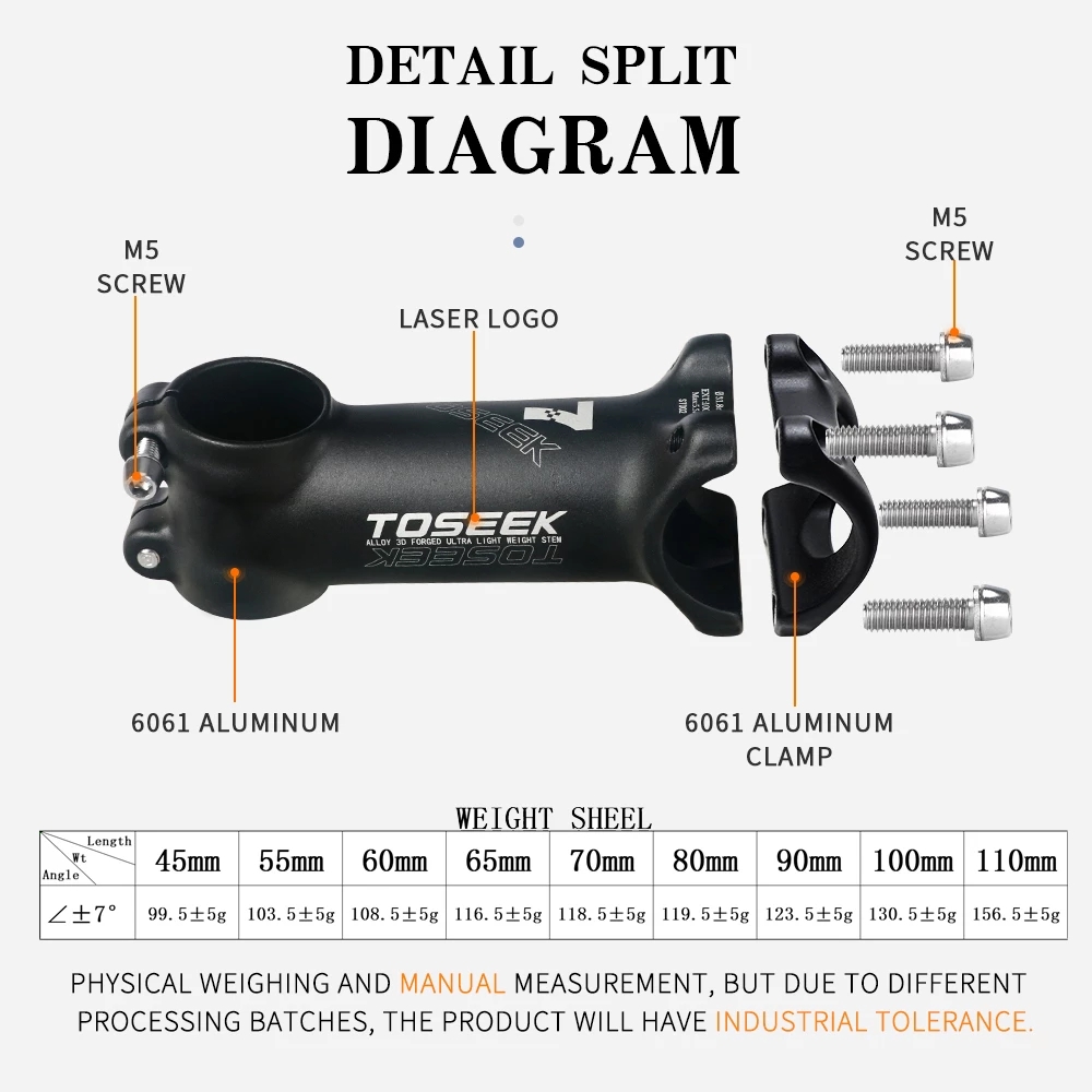 TOSEEK Ultralight Aluminum Bic - Handlebar Riser Stem のレビューと価格