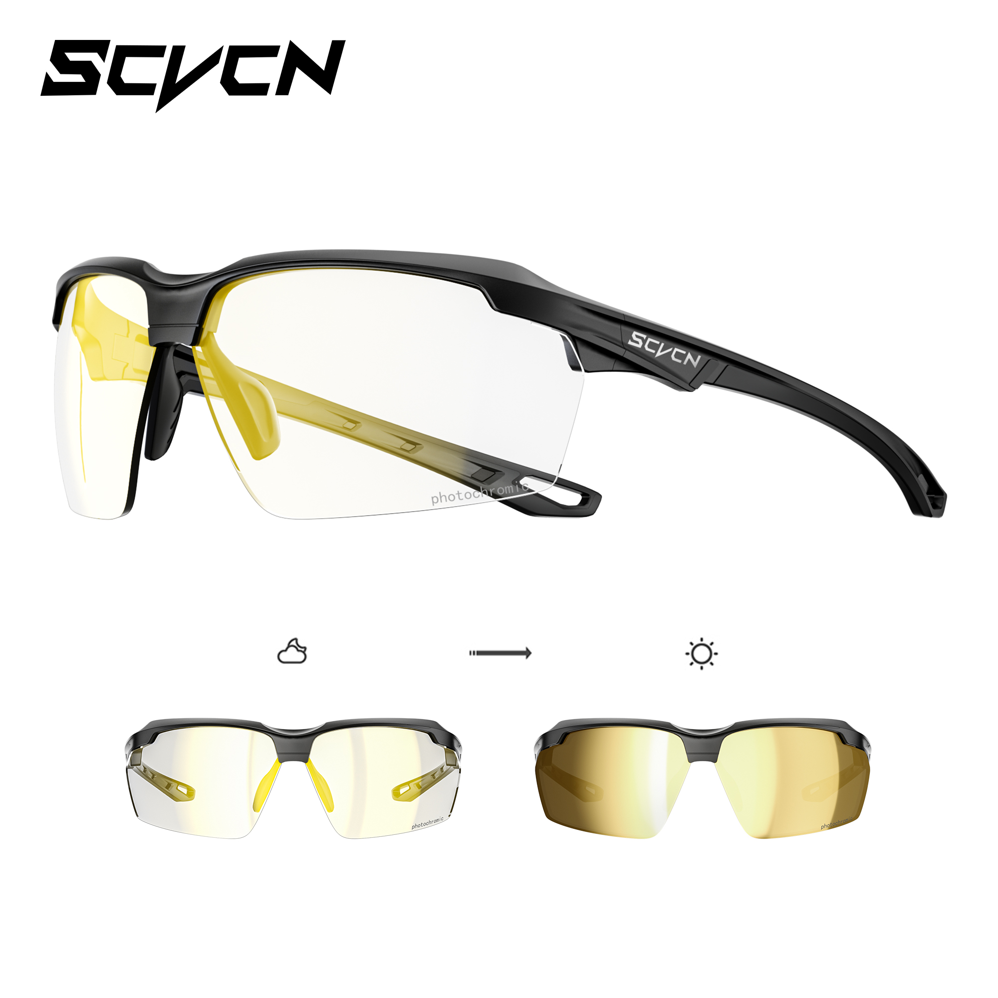 SCVCN UV400 Photochromic Hikin - Mountain Biking Sunglasses のレビューと価格