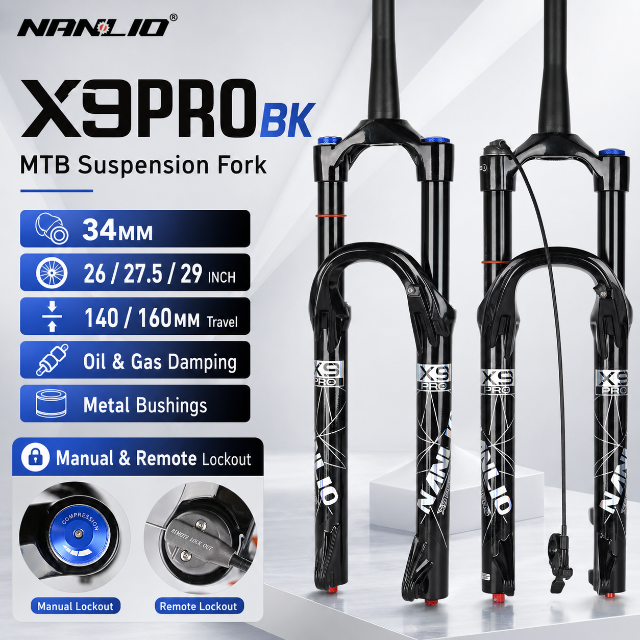 Nanlio X9PRO BK MTB Air Suspen - Mtb Fork Air のレビューと価格