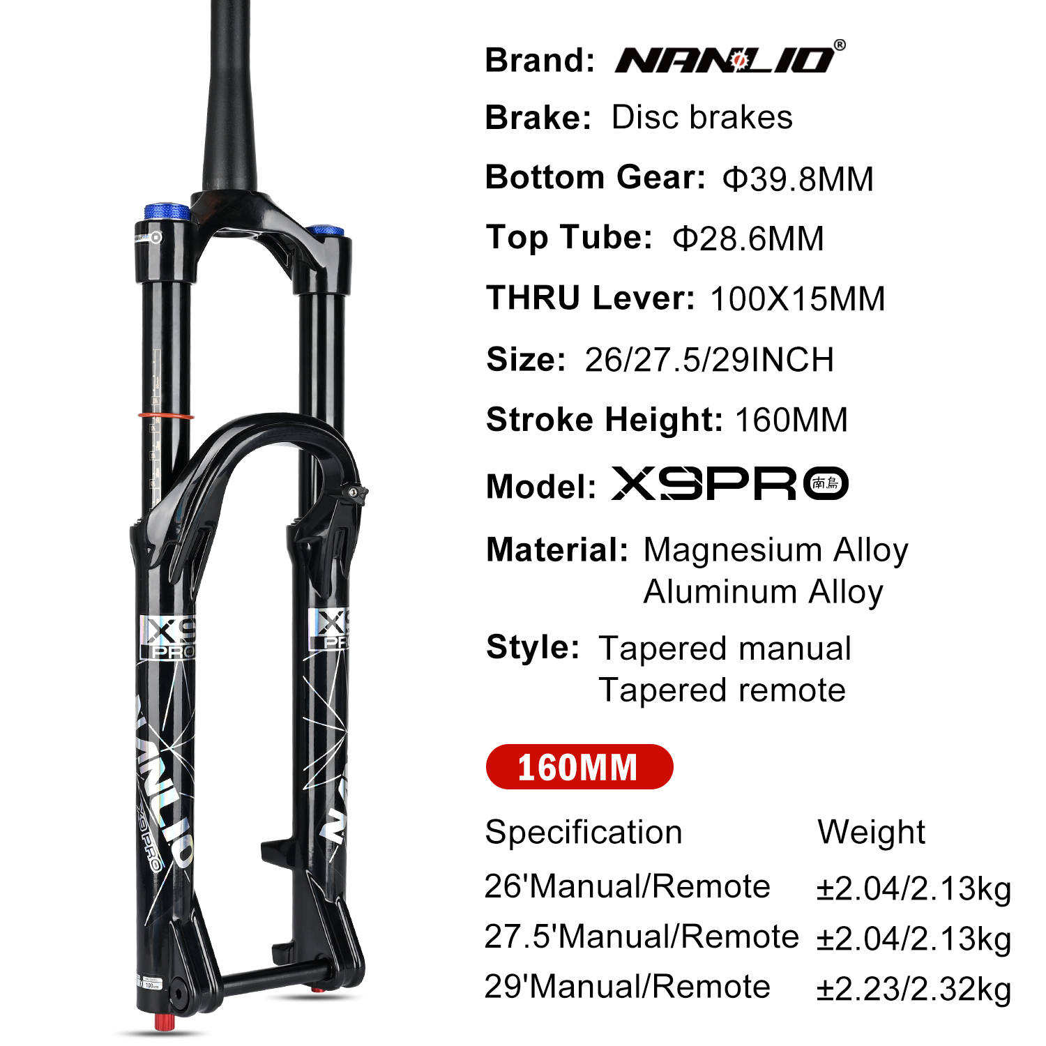 Nanlio X9PRO BK MTB Air Suspen - Mtb Fork Air のレビューと価格