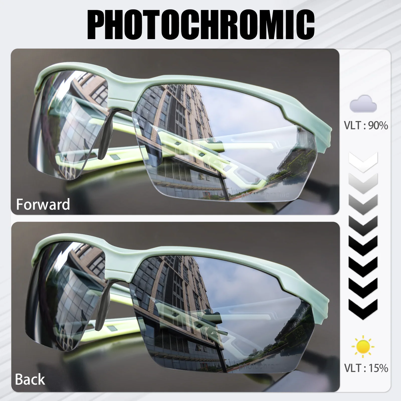 SCVCN Photochromic Cycling Sun - Mountain Biking Sunglasses のレビューと価格